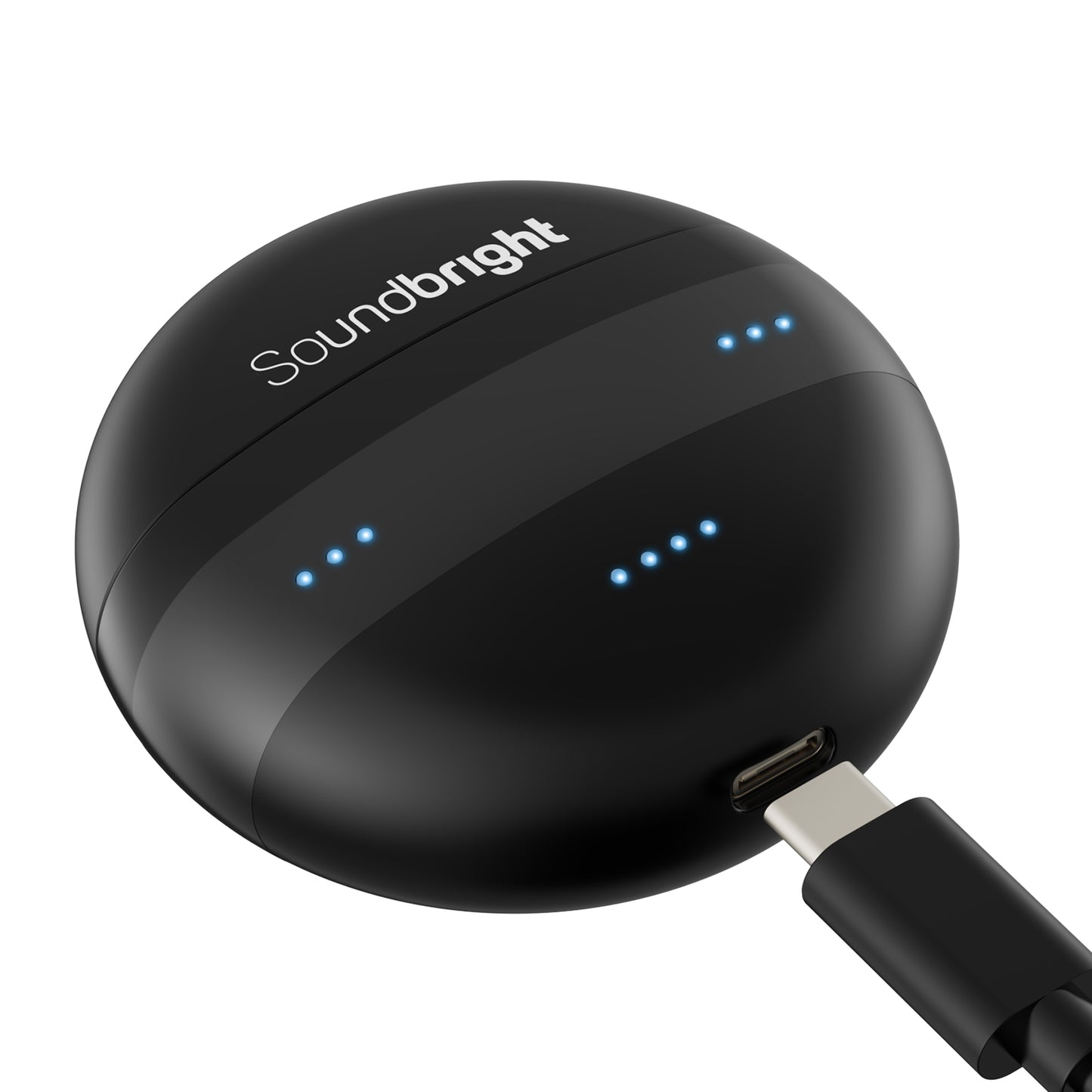 Soundbright Mini in-the-ear hearing aids closed charging case with charging cord