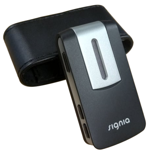 Signia RIC Streamline microphone propped up on the case