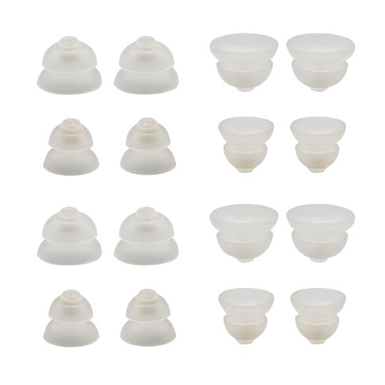 Signia Silk and Sony CRE hearing aid double domes pack of 12 transparent various sizes